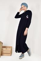 Tesettür giyim LACİVERT FERMUARLI KAPÜŞONLU İKİ YANI CEPLİ EŞOFMAN FERACE 0338