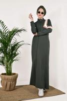 Tesettür giyim HAKİ FERMUARLI EŞOFMAN FERACE 6338