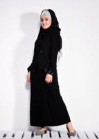 Tesettür giyim SİYAH PÜSKÜL DETAYLI FERACE 8266 