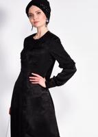 Tesettür giyim SİYAH İNCİ DETAYLI FERACE 8267