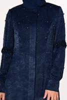 Tesettür giyim LACİVERT İNCİ DETAYLI FERACE 8267