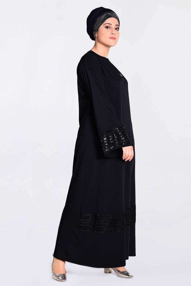 Tesettür giyim SİYAH T 8269 ALVİNA  FERACE 7868 - TRENDTESETTÜR