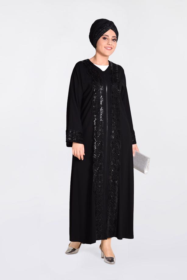 Hijab clothing BLACK T 8270 Alvina Farah 6288 Ferace - TRENDTESETTÜR