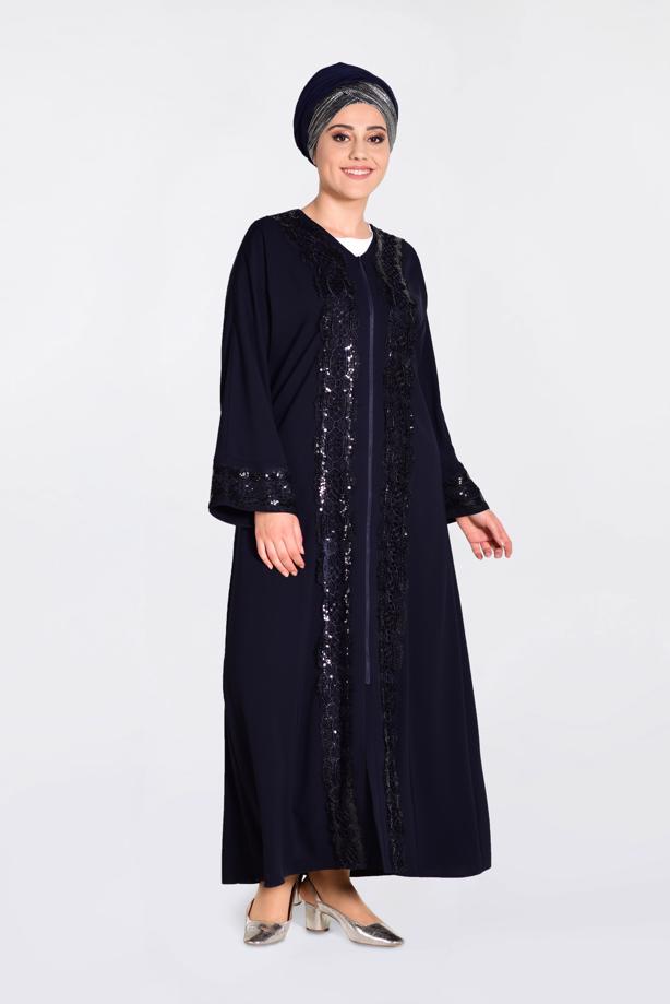Hijab clothing NAVY BLUE T 8270 Alvina Farah 6288 Ferace - TRENDTESETTÜR