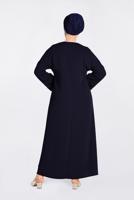 Tesettür giyim LACİVERT TAŞLI GÜPÜR DETAYLI FERMUARLI FERACE 8270 