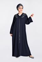Tesettür giyim LACİVERT FERMUARLI SİM İŞLEMELİ FERACE 8278 