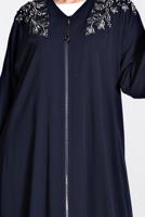 Tesettür giyim LACİVERT FERMUARLI SİM İŞLEMELİ FERACE 8278 