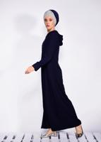 Tesettür giyim LACİVERT KAPÜŞONLU GÜPÜR DETAYLI FERACE 8285 