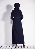 Tesettür giyim LACİVERT HAKİM YAKA FERMUARLI FERACE 8297 