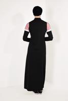 Tesettür giyim SİYAH ÇİFT RENKLİ BOYDAN FERMUARLI FERACE T 9438