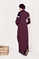 Tesettür giyim MÜRDÜM ÇİFT RENKLİ BOYDAN FERMUARLI FERACE T 9438