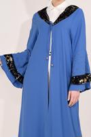 Tesettür giyim LACİVERT KOLLARI VE YAKASI PUL PAYETLİ CEKET T 03381 