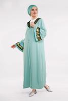 Tesettür giyim YEŞİL KOLLARI VE YAKASI PUL PAYETLİ CEKET T 03381 