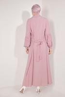 Tesettür giyim PEMBE ÖNÜ VE KOLLARI ÜÇ BOYUTLU CEKET T 19281