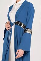 Tesettür giyim LACİVERT KOLLARI VOLANLI PULLU GİY ÇIK T 29281 