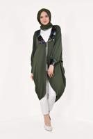 Tesettür giyim HAKİ KOLLARI VE YAKASI PUL PAYETLİ CEKET T 83281