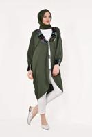 Tesettür giyim HAKİ KOLLARI VE YAKASI PUL PAYETLİ CEKET T 83281