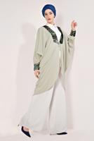 Tesettür giyim BEJ KOLLARI VE YAKASI PUL PAYETLİ CEKET T 83281