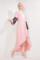 Tesettür giyim PUDRA BELİ KUŞAKLI KOLLARI PUL PAYETLİ CEKET T 93281