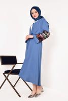 Tesettür giyim LACİVERT BELİ KUŞAKLI KOLLARI PUL PAYETLİ CEKET T 93281