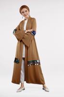 Tesettür giyim KAHVE RENKLİ PUL PAYETLİ GİY ÇIK 0853