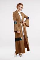 Tesettür giyim KAHVE RENKLİ PUL PAYETLİ GİY ÇIK 0853