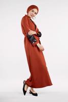 Tesettür giyim KAHVE KOLU PUL PAYETLİ KUŞAKLI CEKET 4033