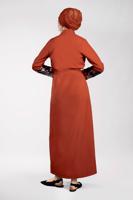 Tesettür giyim KAHVE KOLU PUL PAYETLİ KUŞAKLI CEKET 4033