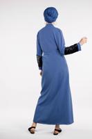 Tesettür giyim LACİVERT KOLU PUL PAYETLİ KUŞAKLI CEKET 4033