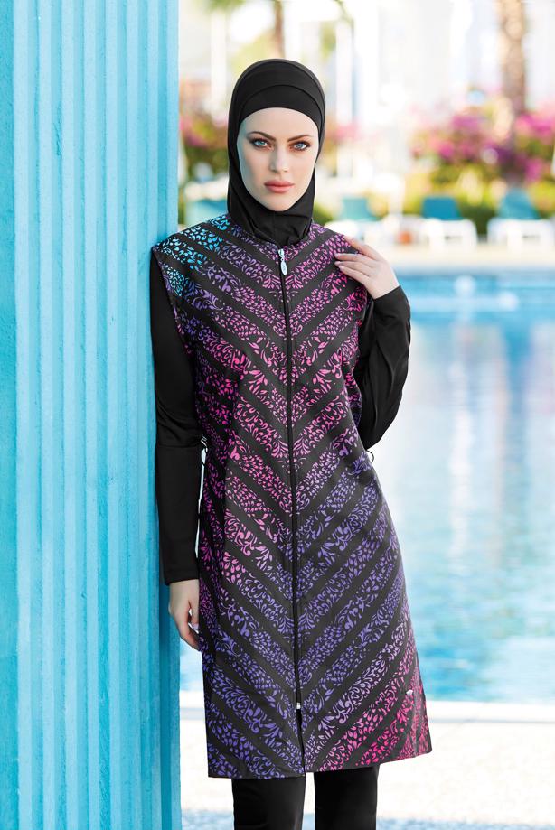 Tesettür giyim  BASKILI FERMUAR DETAYLI MAYO 2053  - TRENDTESETTÜR