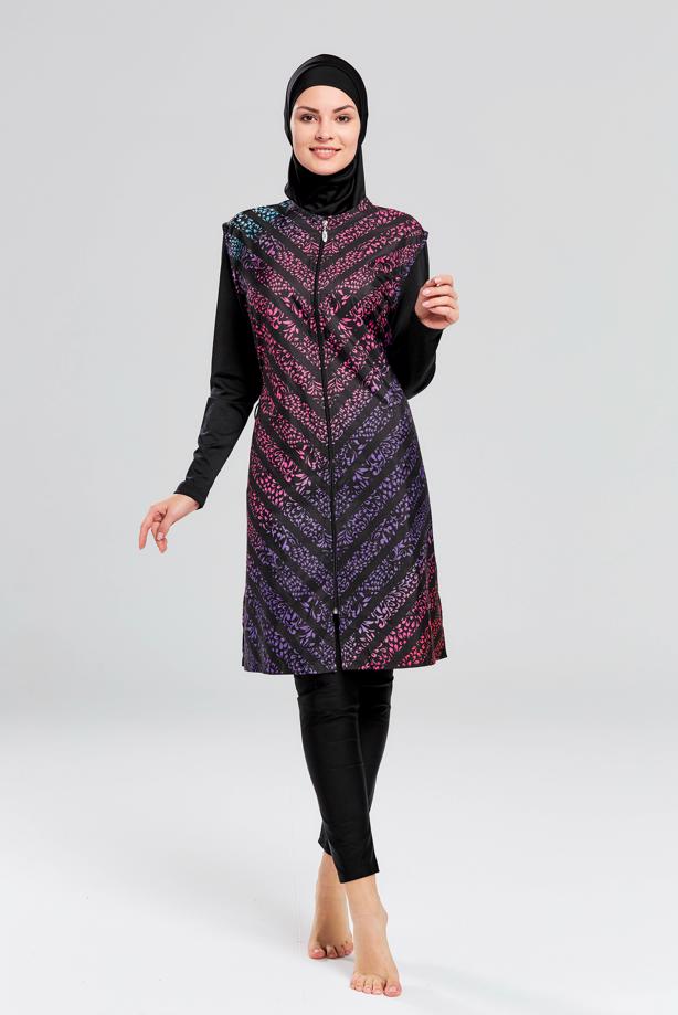 Tesettür giyim  BASKILI FERMUAR DETAYLI MAYO 2053  - TRENDTESETTÜR