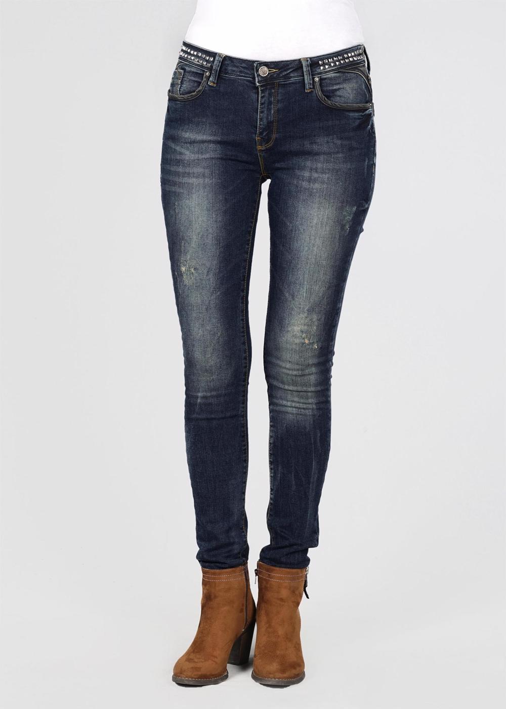 Tesettür giyim LACİVERT BEL KISMI ZIMBA DETAYLI DAR PAÇA PANTOLON T 7928 