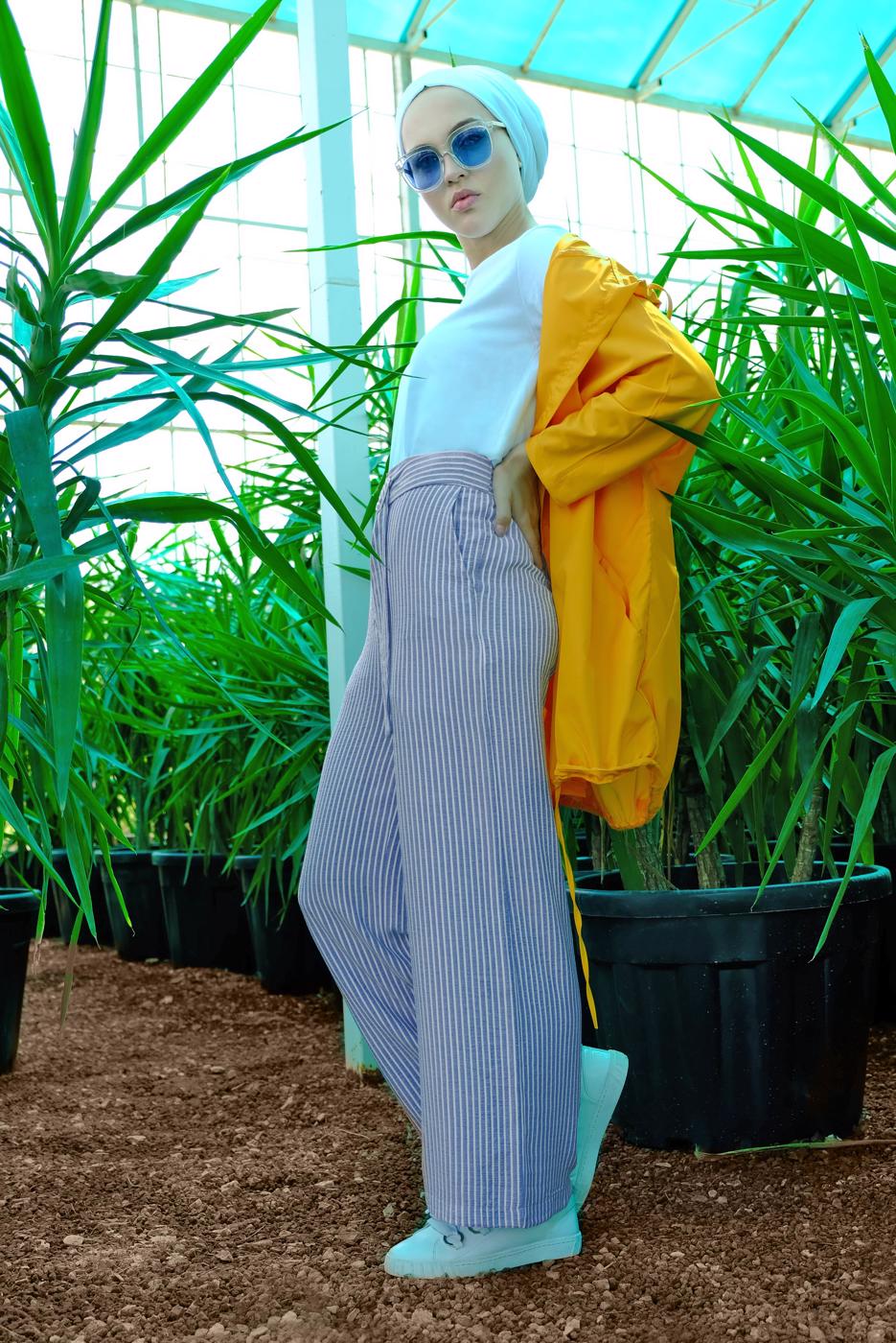 Tesettür giyim LACİVERT FİTİLLİ PAMUKLU PANTOLON 06102