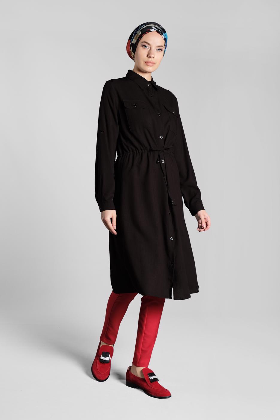 Tesettür giyim KIRMIZI FERMUAR DETAYLI PANTOLON 20681