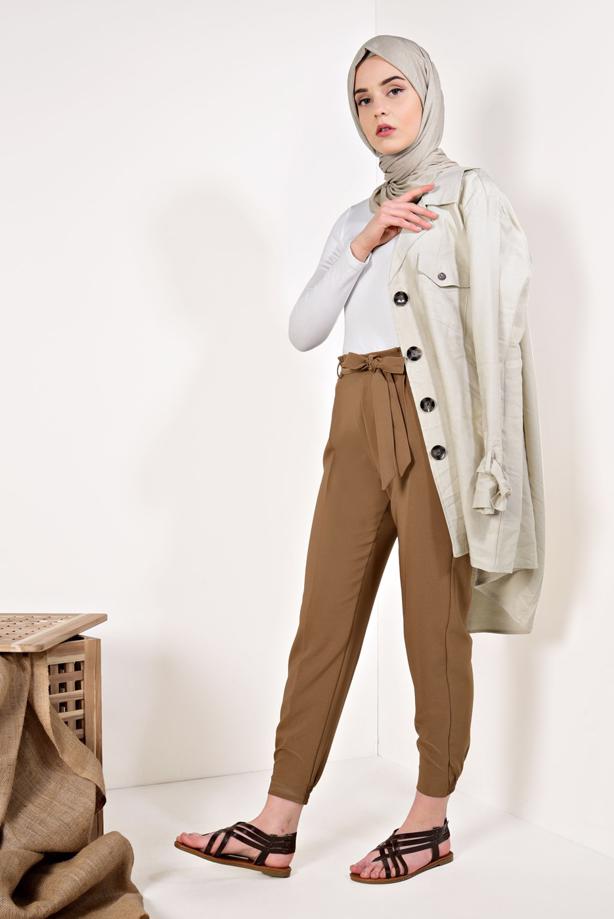 Tesettür giyim  KEMER DETAYLI JOGGER PANTOLON T 21003 - TRENDTESETTÜR