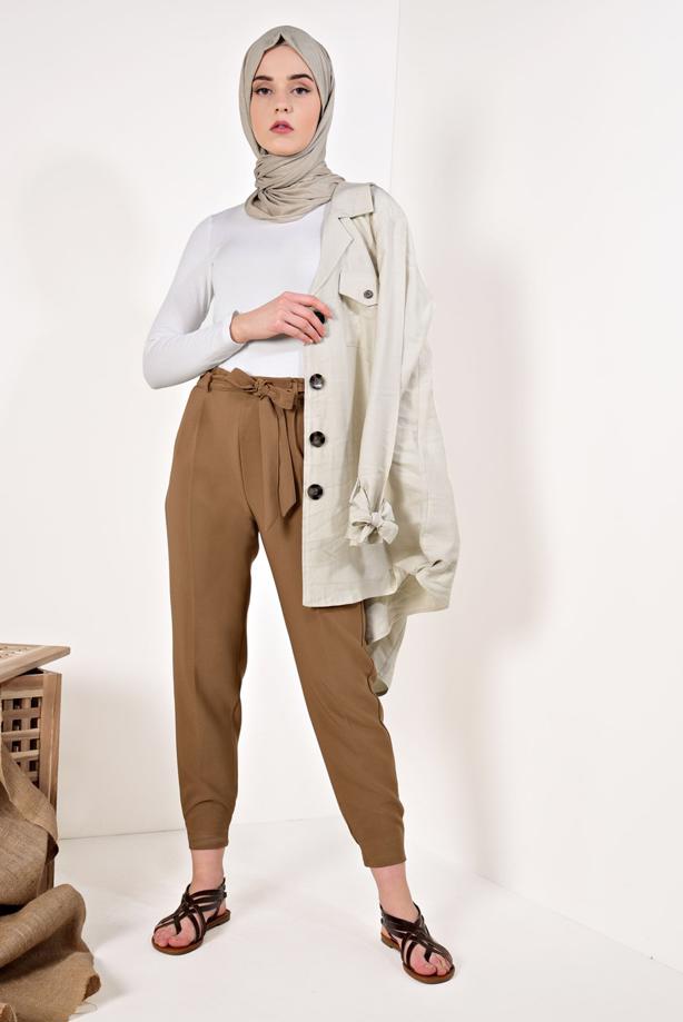 Vêtements hijab  BELT DETAILED JOGGER PANTS T 21003  - TRENDTESETTÜR