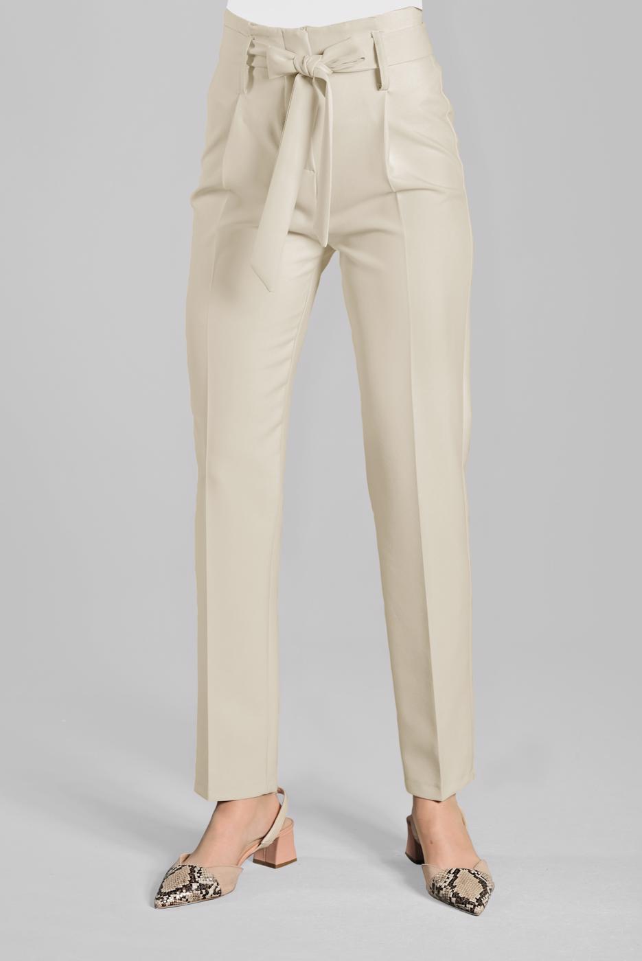 Tesettür giyim BEJ YÜKSEK BEL  KEMERLİ PANTOLON T 50681 