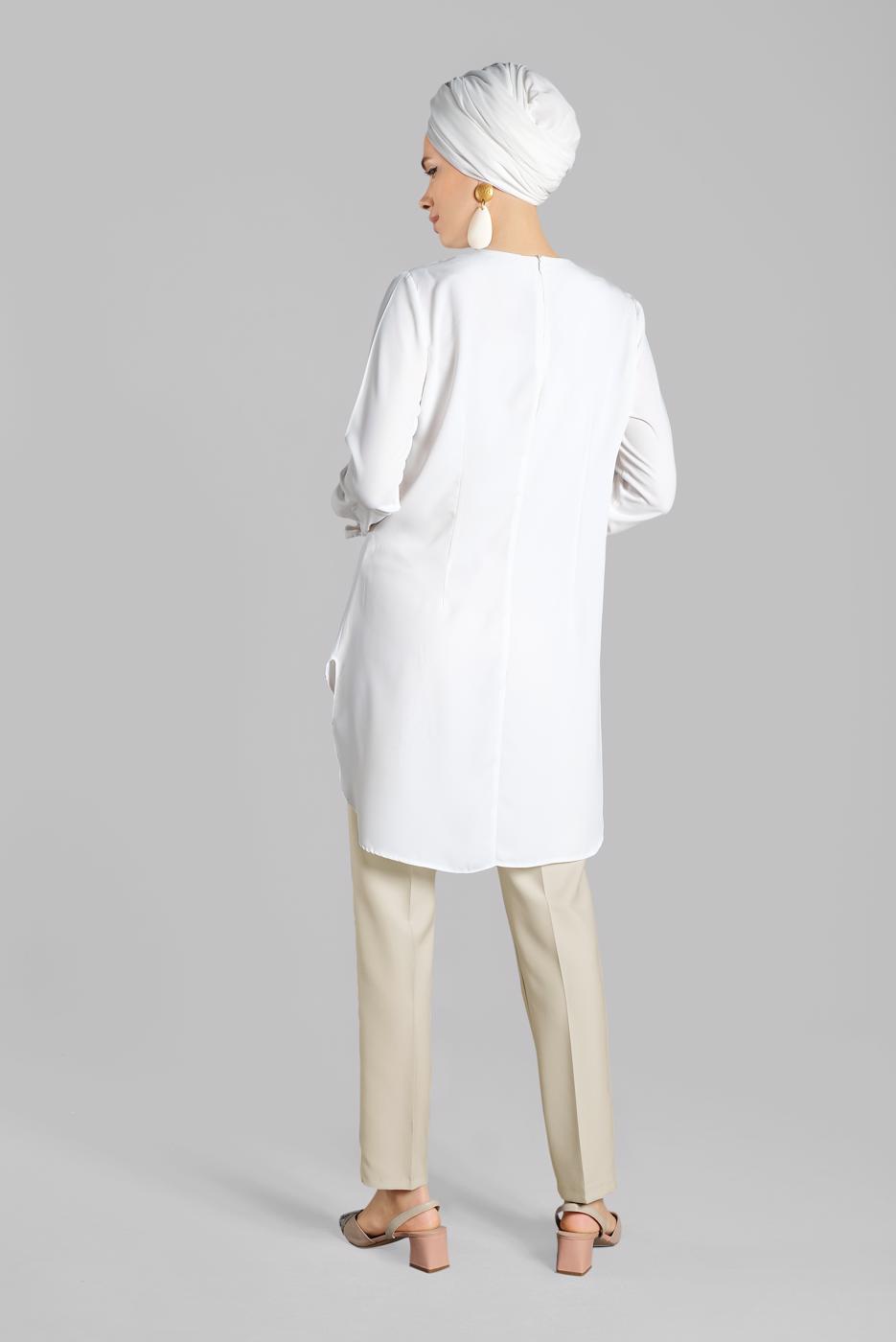 Tesettür giyim BEJ YÜKSEK BEL  KEMERLİ PANTOLON T 50681 