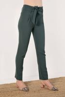 Tesettür giyim HAKİ YÜKSEK BEL  KEMERLİ PANTOLON T 50681 