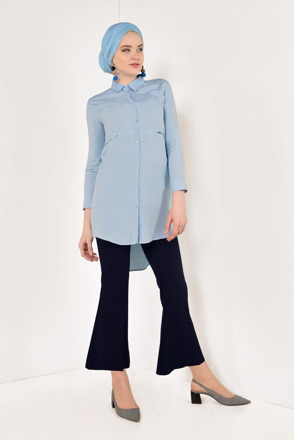 Tesettür giyim LACİVERT BOL PAÇA FERMUARLI PANTOLON 65171