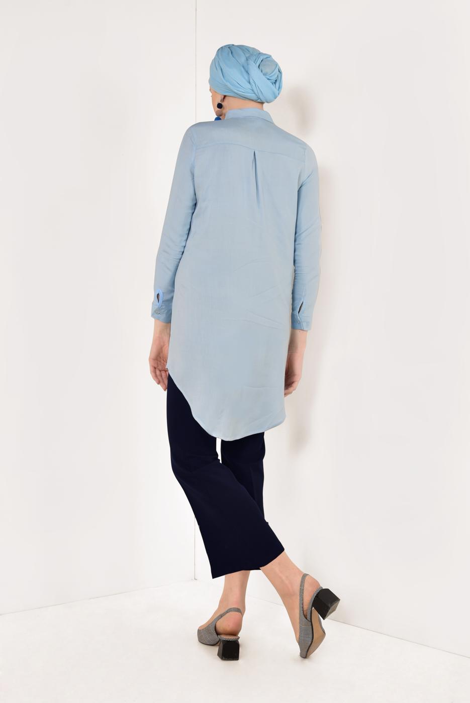 Tesettür giyim LACİVERT BOL PAÇA FERMUARLI PANTOLON 65171