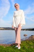 Tesettür giyim PUDRA BOL PAÇA FERMUARLI PANTOLON 65171