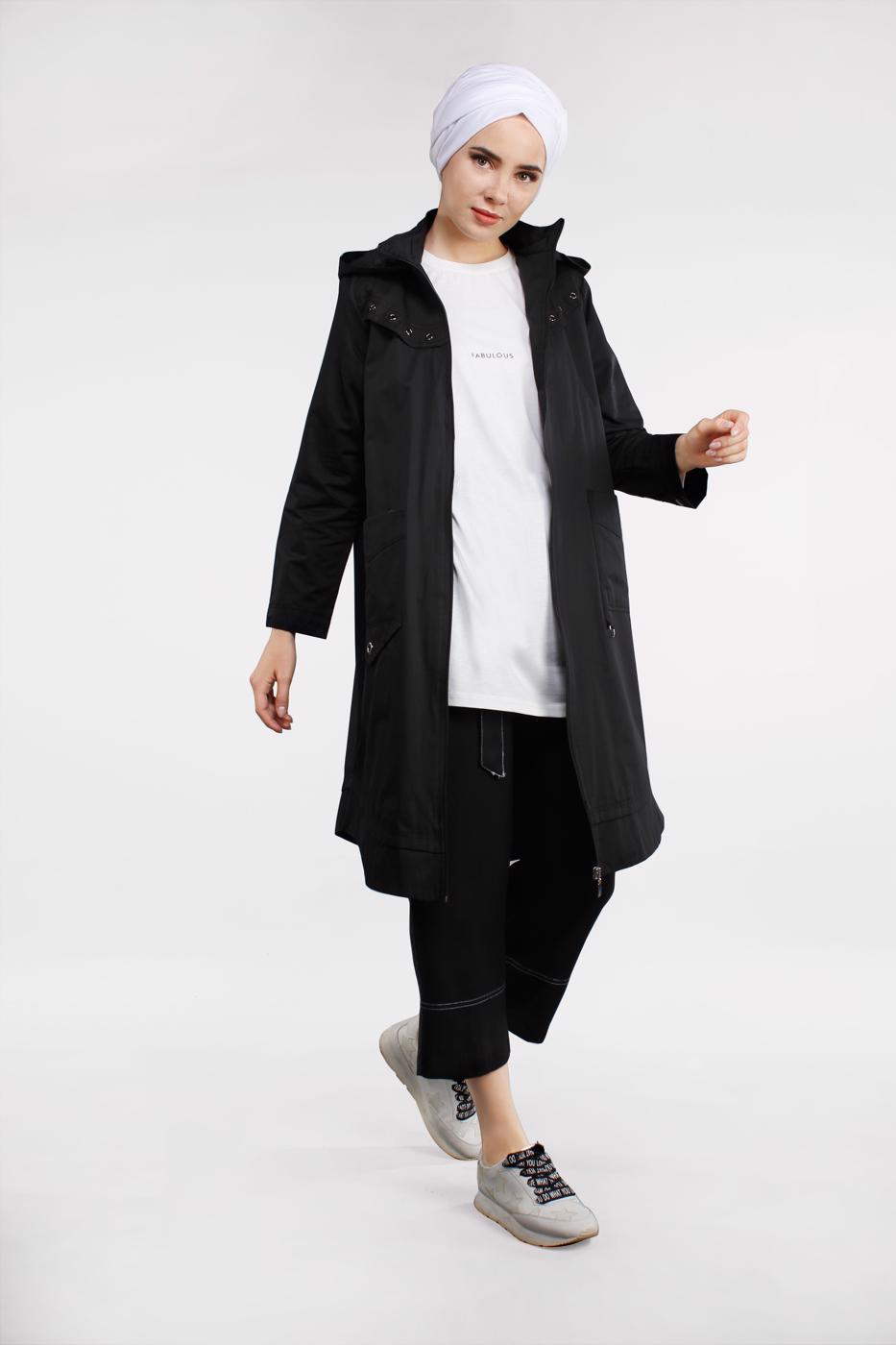 Tesettür giyim SİYAH PAMUKLU BOL PAÇA PANTOLON 75102