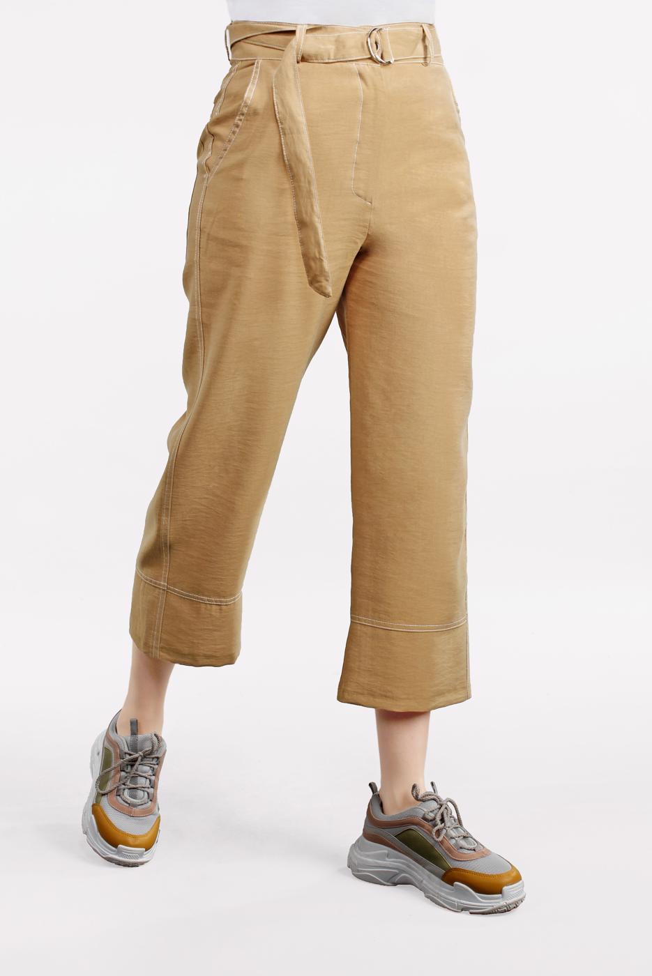 Tesettür giyim KAHVE PAMUKLU BOL PAÇA PANTOLON 75102