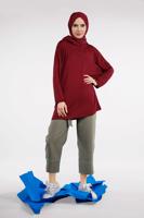 Tesettür giyim HAKİ PAMUKLU BOL PAÇA PANTOLON 75102