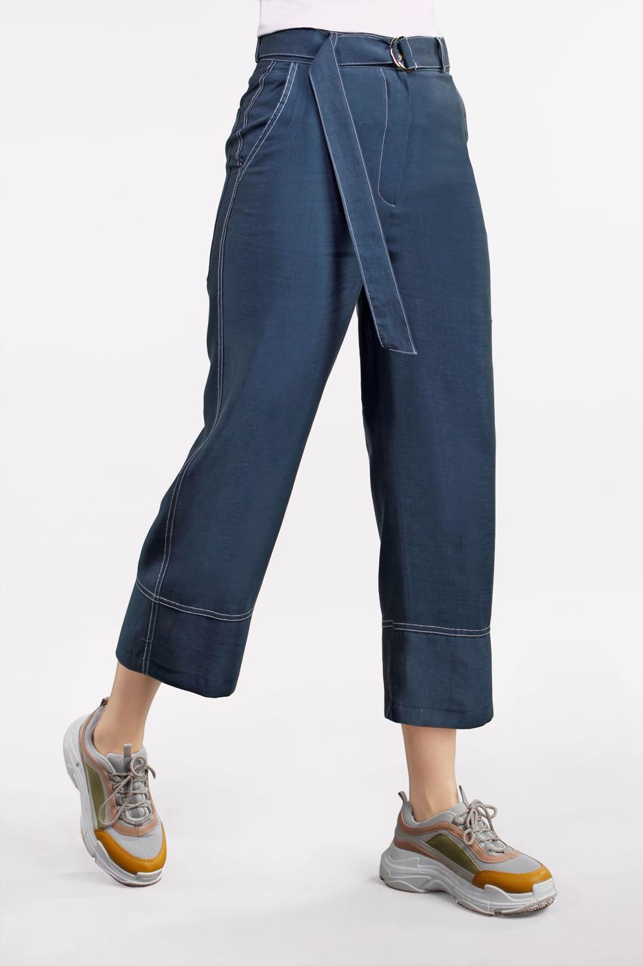 Tesettür giyim LACİVERT PAMUKLU BOL PAÇA PANTOLON 75102