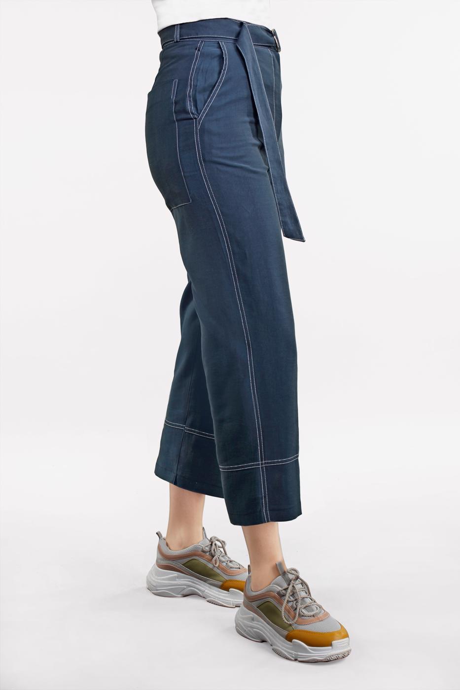 Tesettür giyim LACİVERT PAMUKLU BOL PAÇA PANTOLON 75102