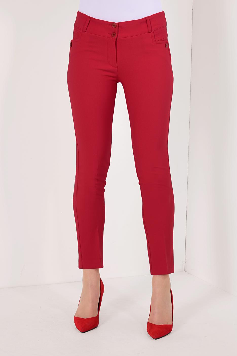 Tesettür giyim KIRMIZI DAR PAÇA PANTOLON T 80681