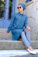 Tesettür giyim GRİ EKOSE DESENLİ PANTOLON 0002