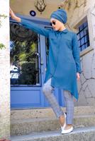 Tesettür giyim GRİ EKOSE DESENLİ PANTOLON 0002